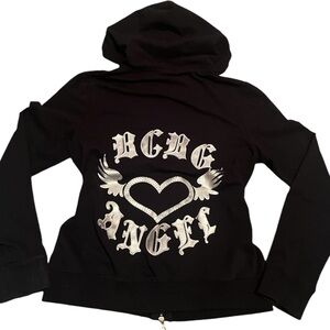 bcbg angel bling jewel y2k double zip up sweater with hoodie